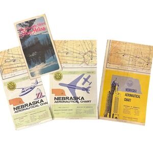 Vintag Aeronautical Charts Nebraska United Air Lines Air Atlas 1960s 1970s Lot 4